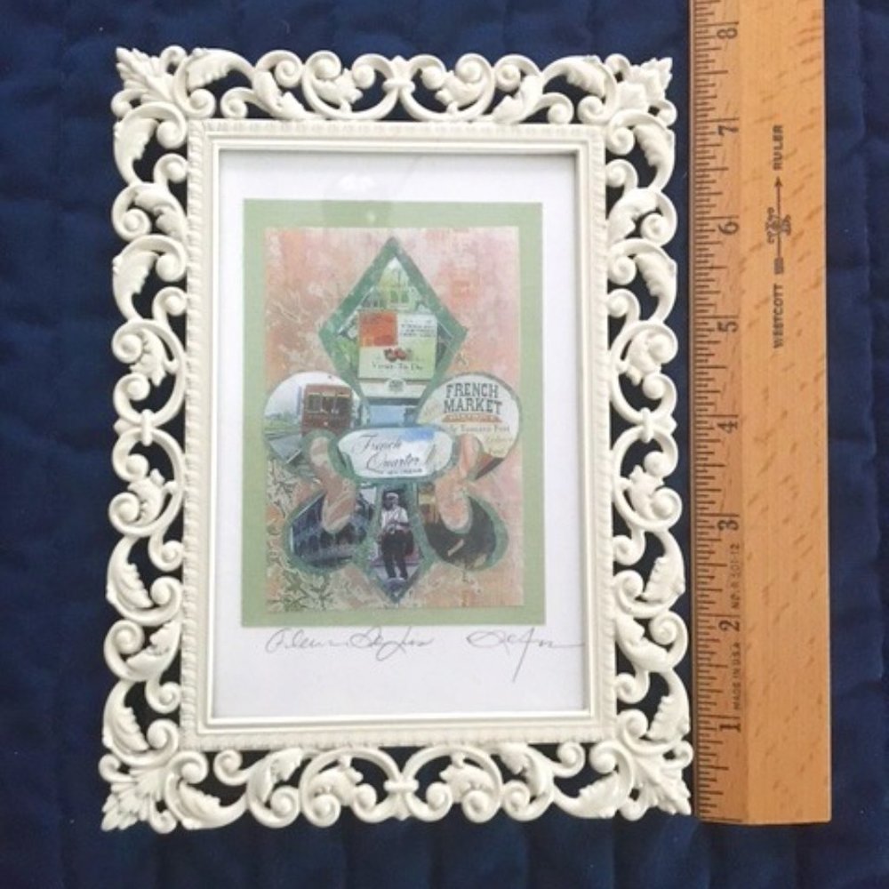 New Orleans Fleur De Lis Print in white frame